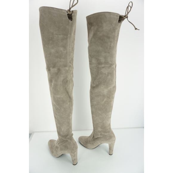 Stuart Weitzman Highland Suede Over the Knee Bow Top Boots - Picture 9 of 10